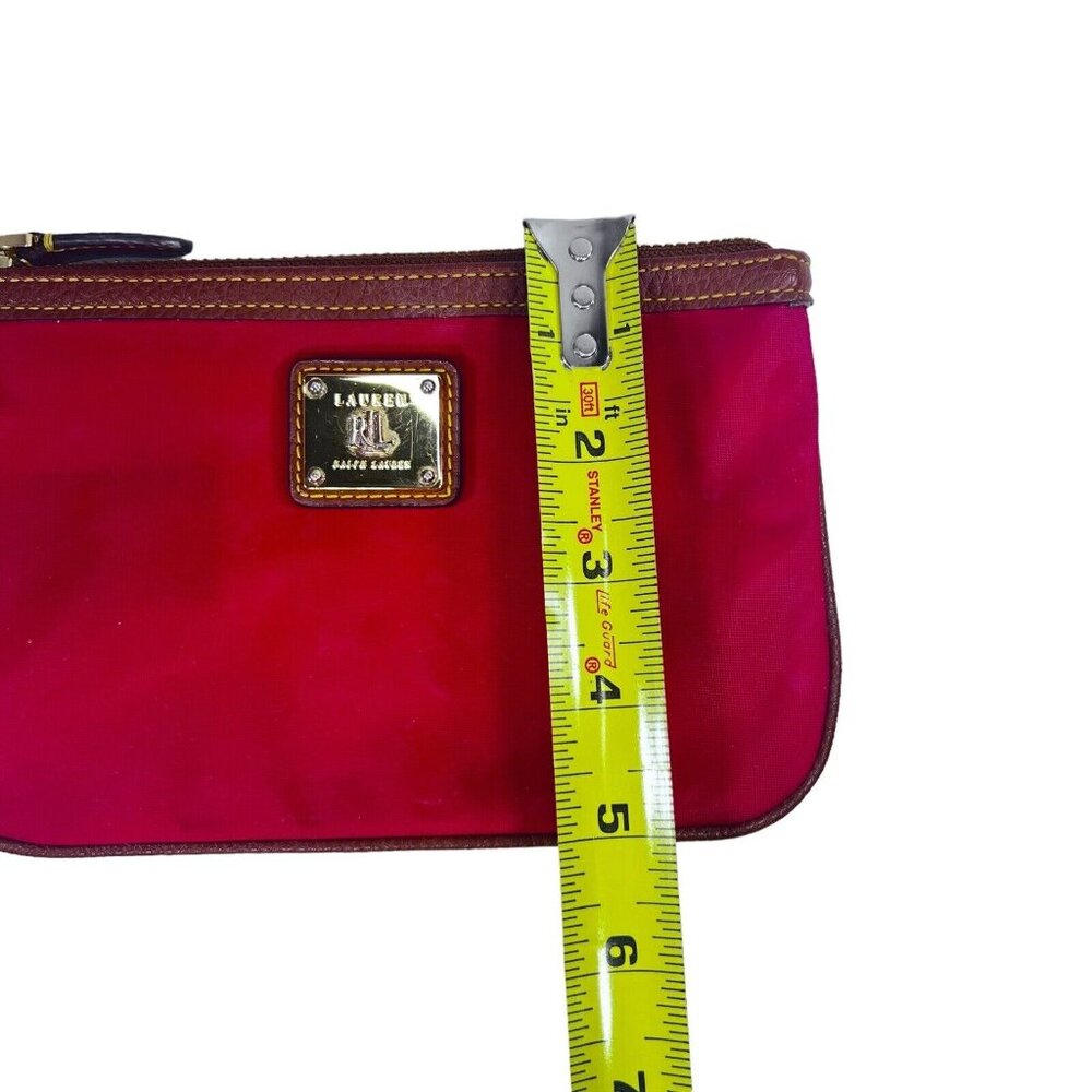 Ralph Lauren Red Makeup Toiletry Cosmetic Small Travel Pouch Bag Leather Strap - Picture 6 of 13